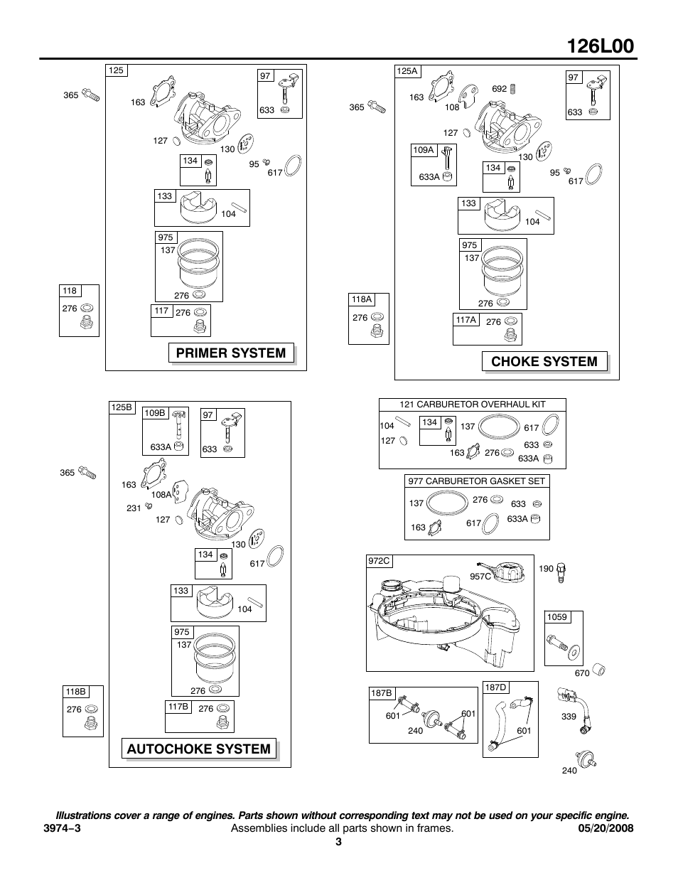 Autochoke system, Choke system, Primer system | Snapper 126L00 User Manual | Page 3 / 11