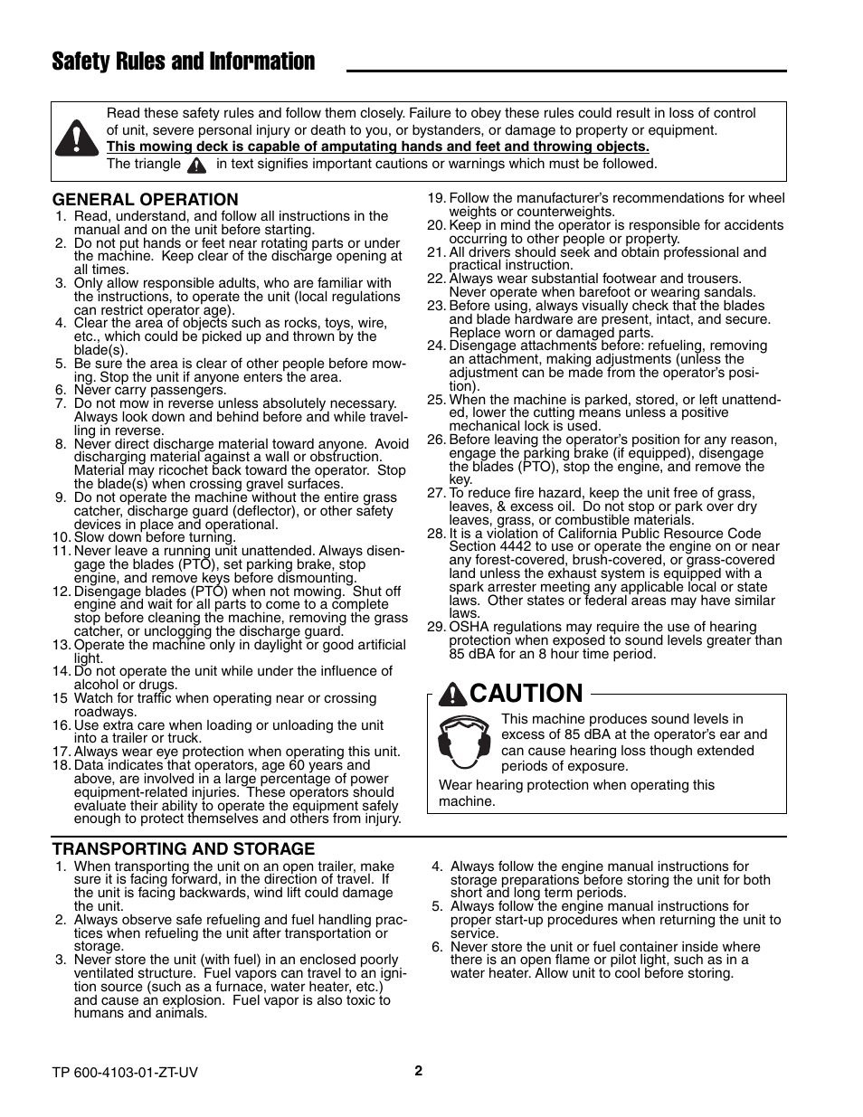 Caution, Safety rules and information | Snapper ZT20501BV User Manual | Page 3 / 30