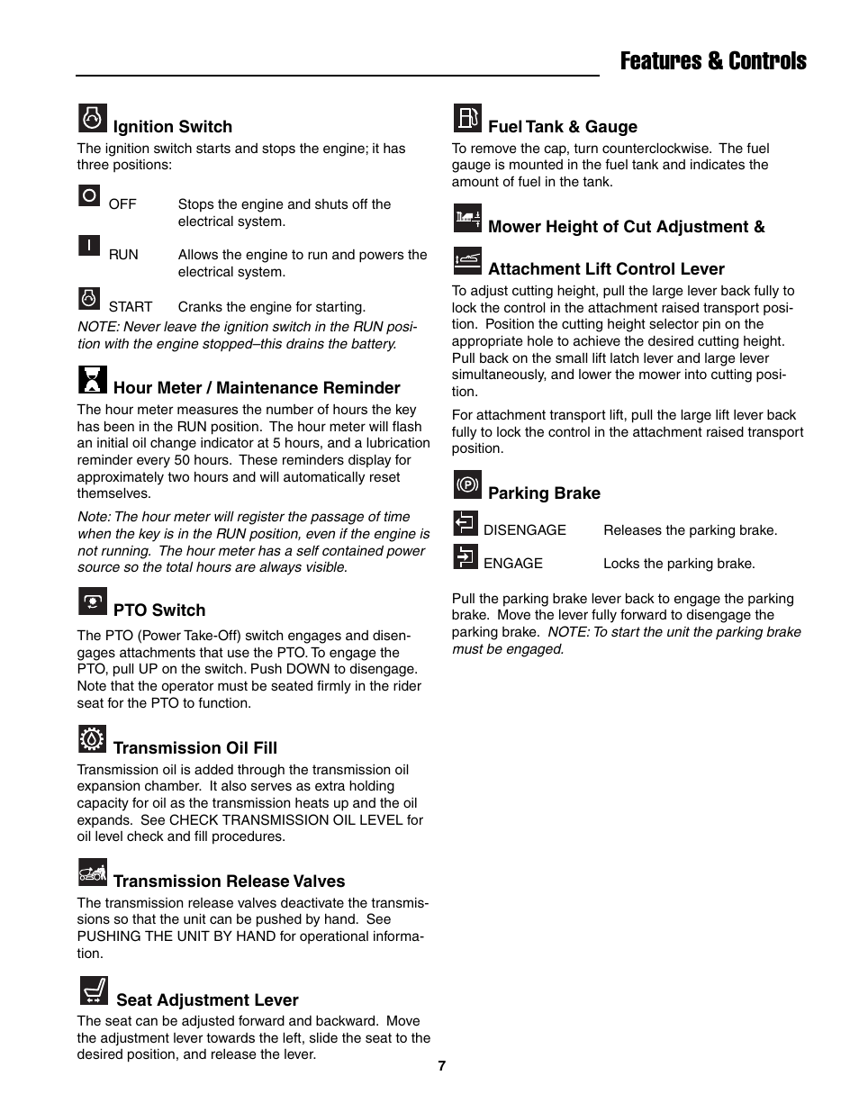 Features & controls | Snapper ZT20501BV User Manual | Page 8 / 30