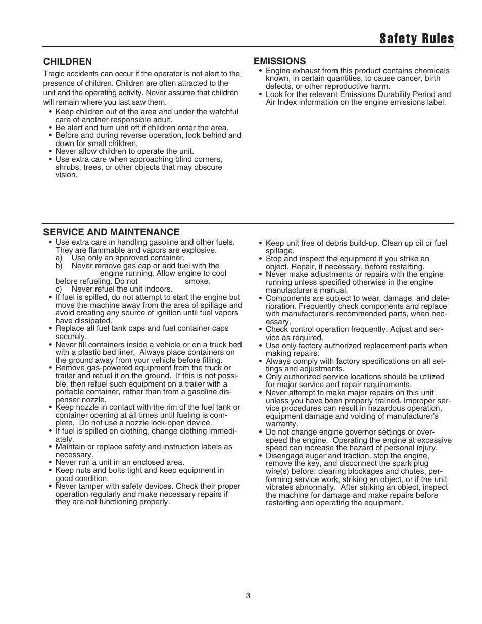 Safety rules | Snapper 520E User Manual | Page 4 / 20