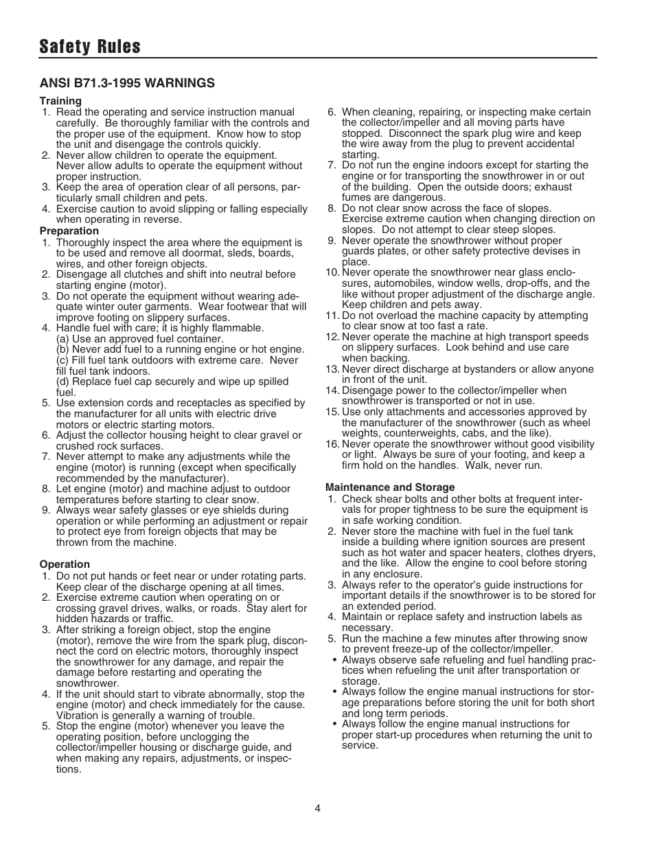 Safety rules | Snapper 520E User Manual | Page 5 / 20