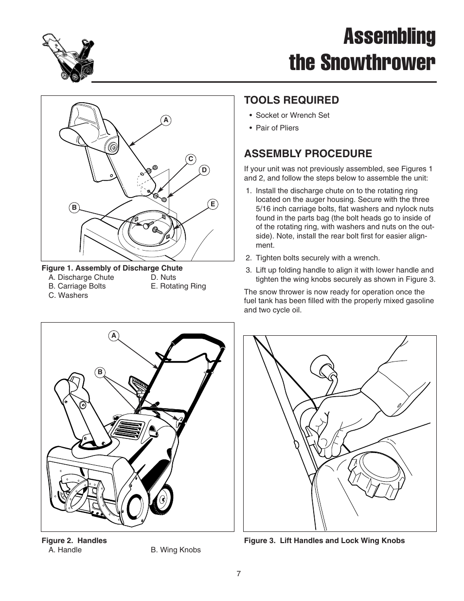 Assembling the snowthrower, Tools required, Assembly procedure | Snapper 520E User Manual | Page 8 / 20