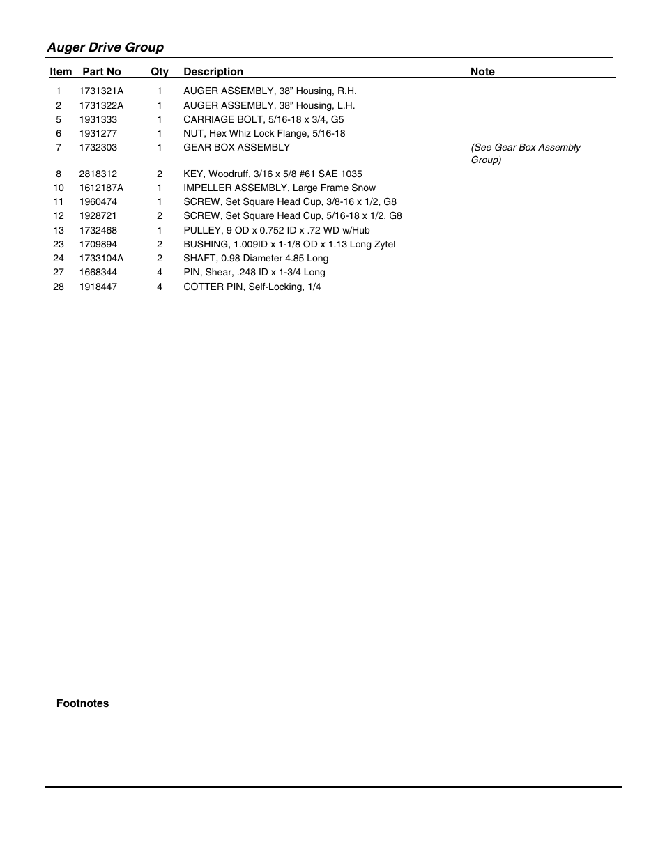 Auger drive group | Snapper E13388E User Manual | Page 9 / 30