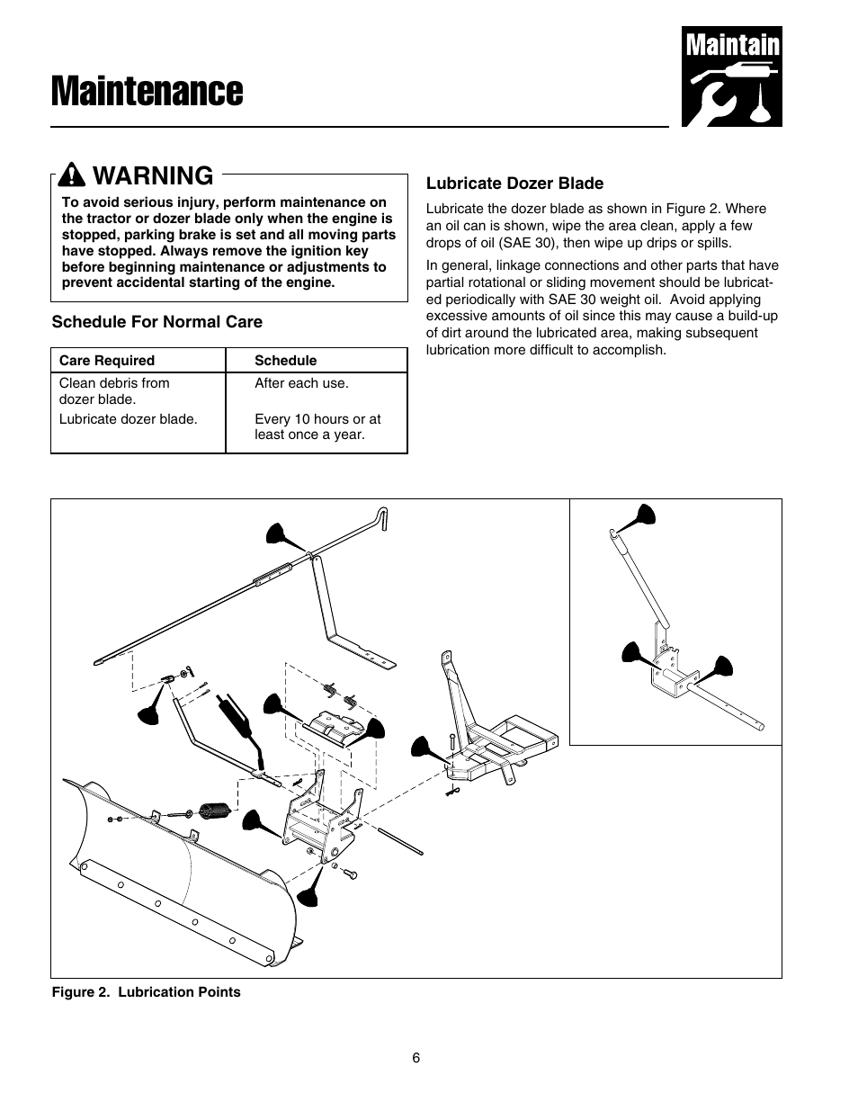 Maintenance, Warning | Snapper 1721302-04 User Manual | Page 7 / 22