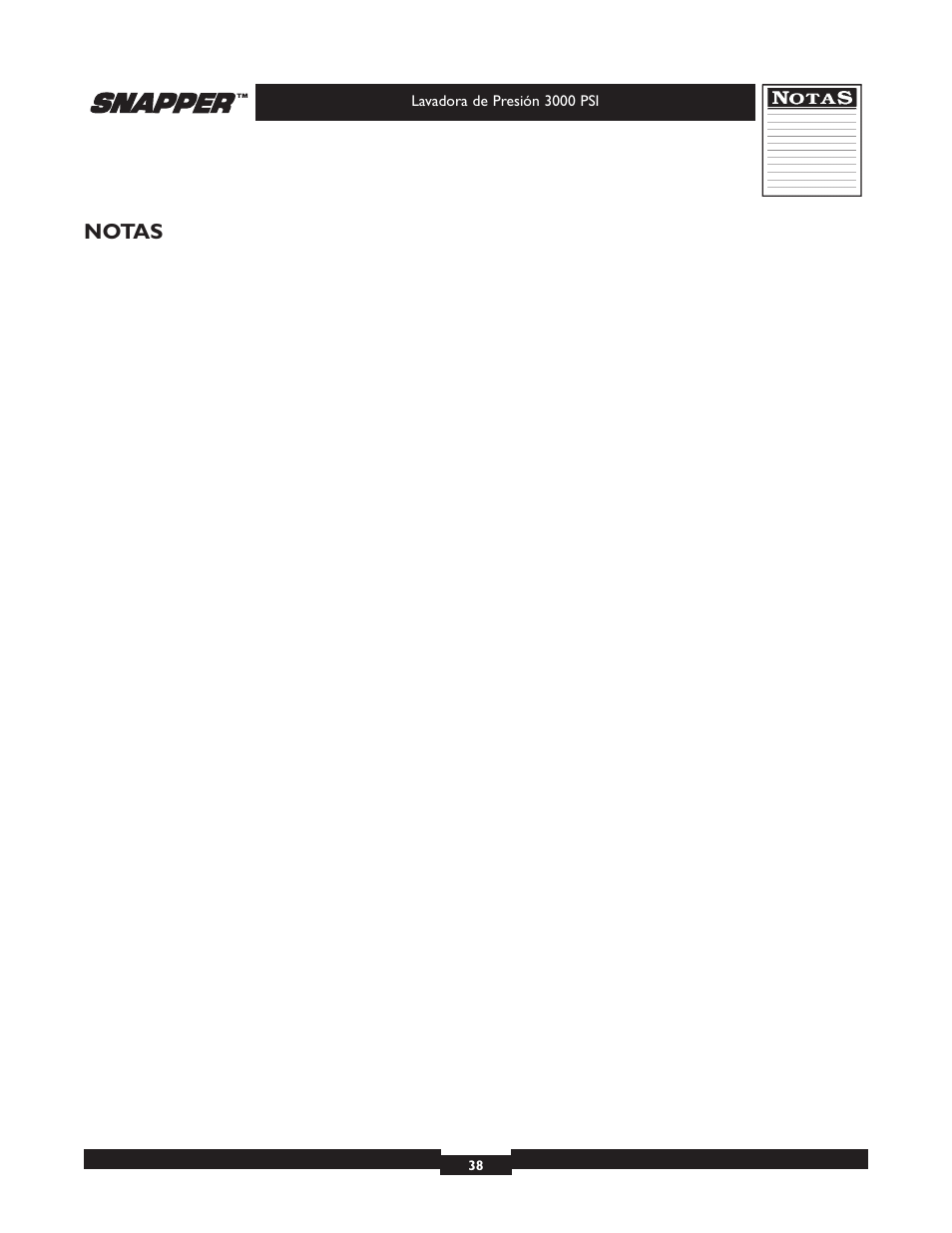 Notas | Snapper 020231-2 User Manual | Page 38 / 40