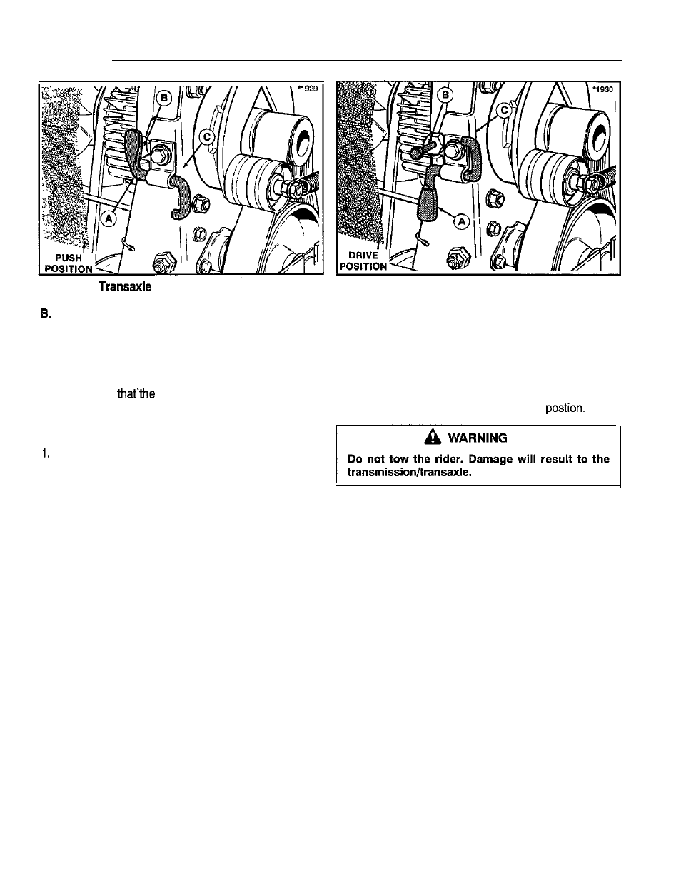 Operation, Pushing the rider by hand | Snapper 1300 Series User Manual | Page 18 / 40