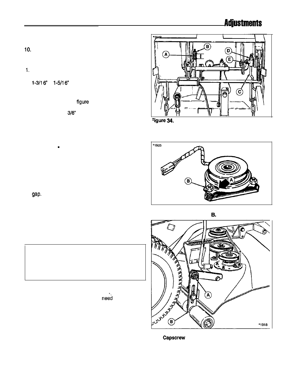 Clutch/brake adjustment, Pto (electric clutch) adjustment, Mower adjustments | Snapper 1300 Series User Manual | Page 31 / 40