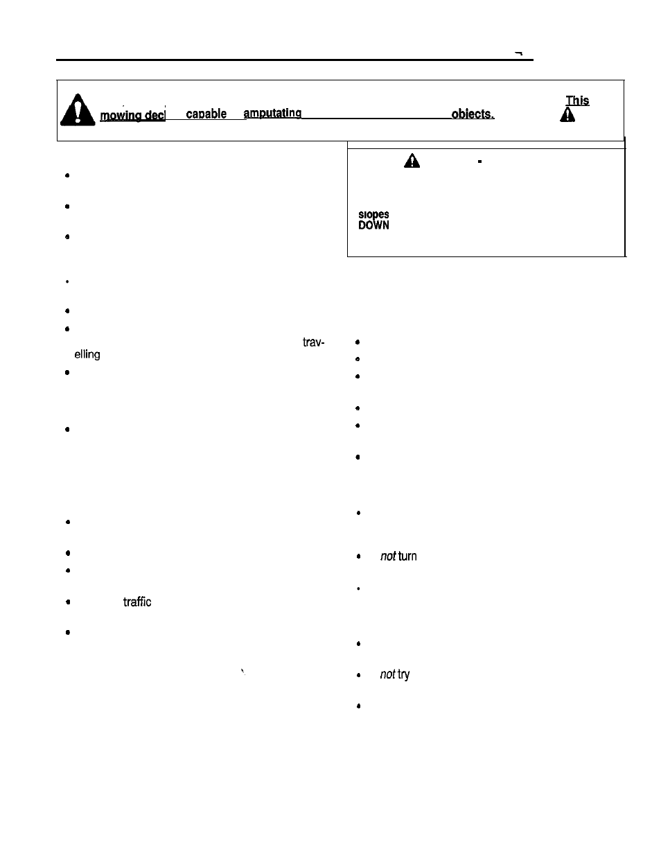 Safety rules, General operation, Slope operation | Do not | Snapper 1300 Series User Manual | Page 7 / 40