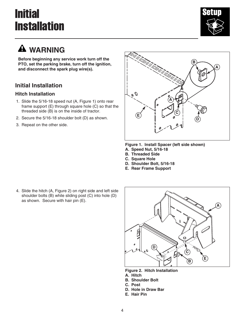 Initial installation, Warning | Snapper 1733419 User Manual | Page 6 / 14
