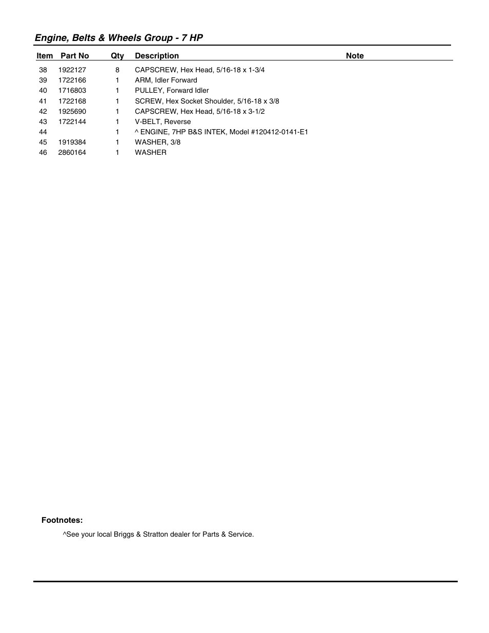 Engine, belts & wheels group - 7 hp | Snapper 6016RT User Manual | Page 13 / 28