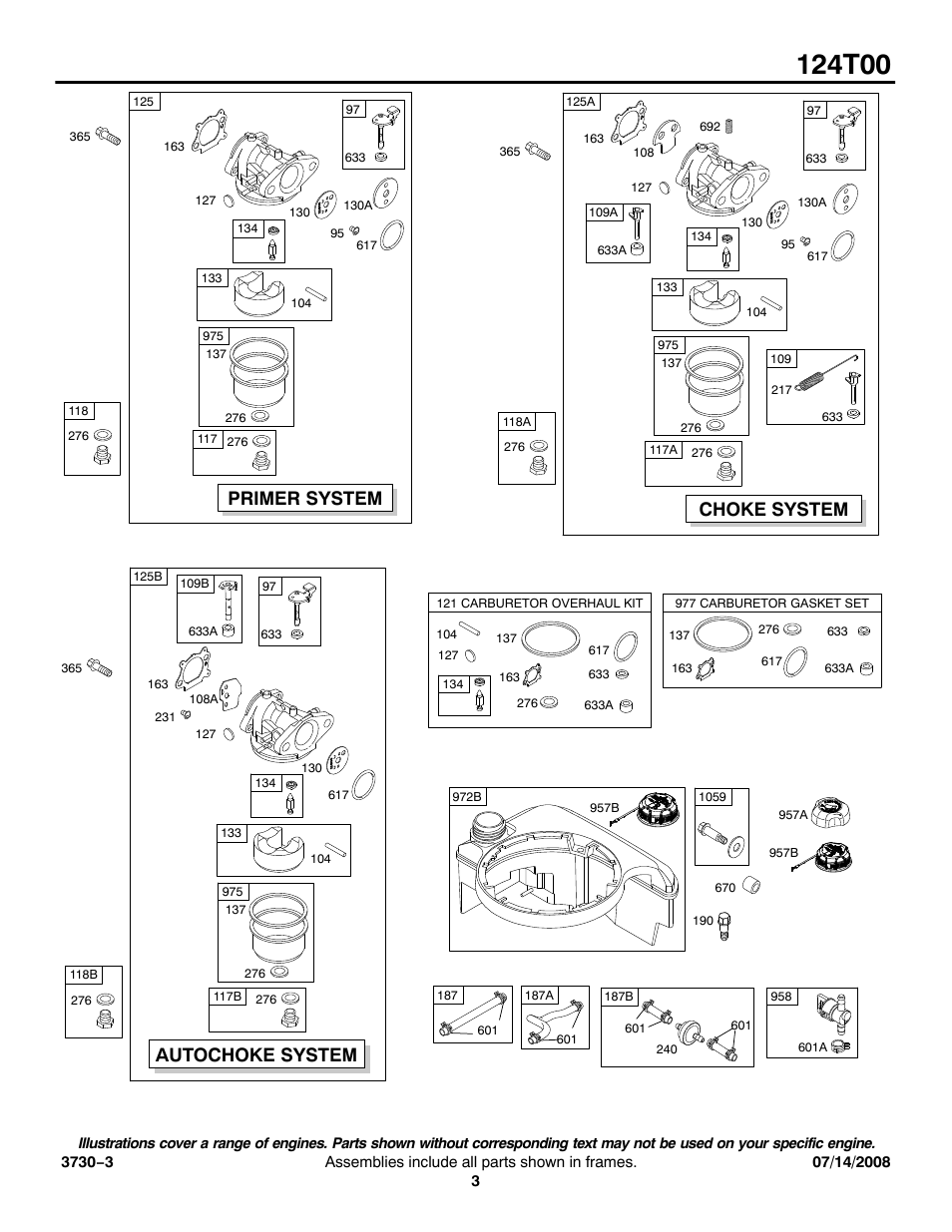 Primer system, Choke system, Autochoke system | Snapper 124T00 User Manual | Page 3 / 15