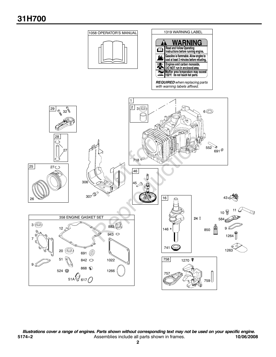 Not for reproduction | Snapper 31H700 User Manual | Page 2 / 16