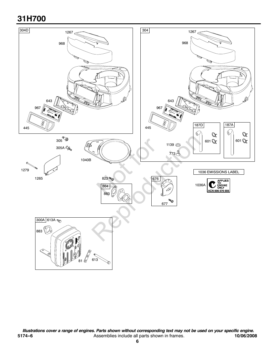 Not for reproduction | Snapper 31H700 User Manual | Page 6 / 16