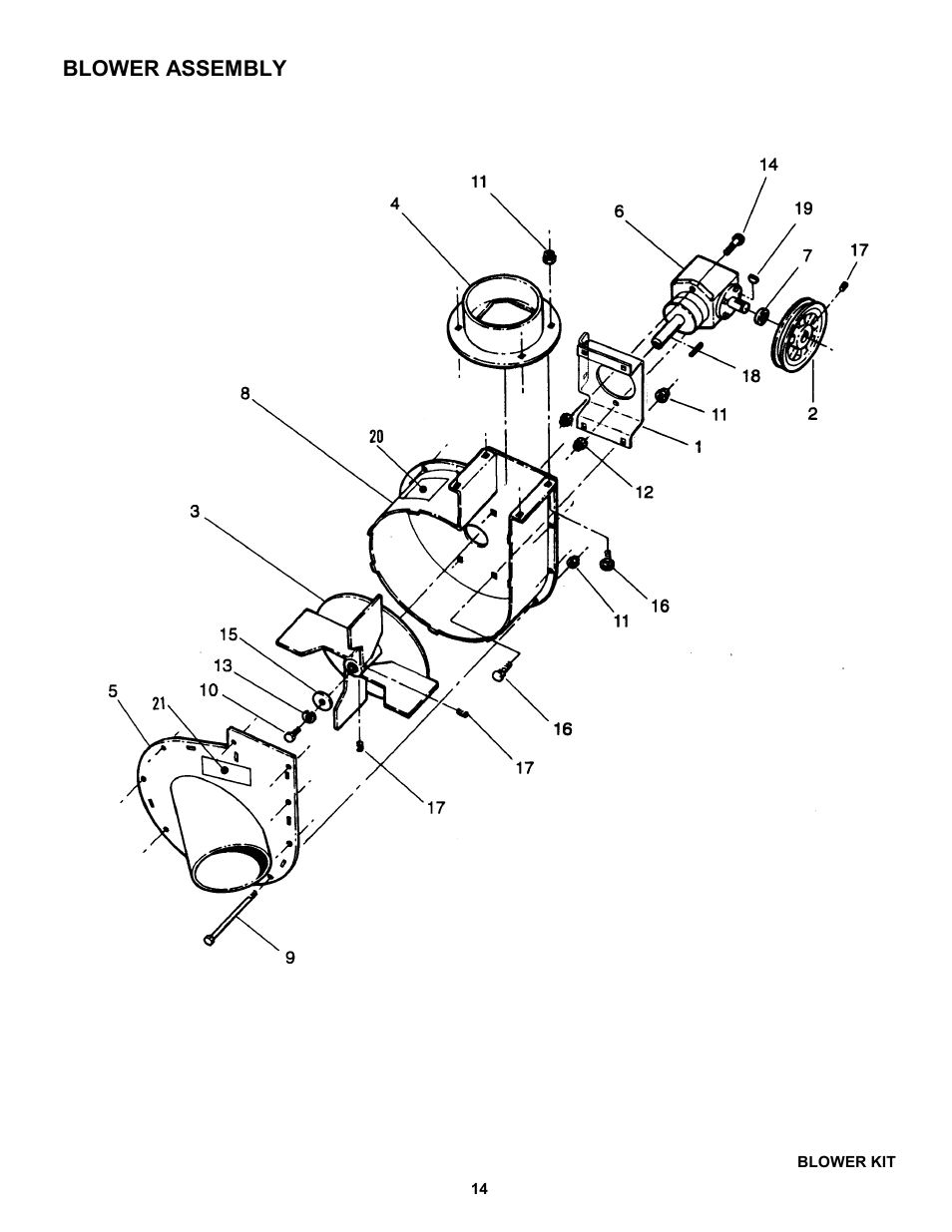Blower assembly | Snapper 7-3571 User Manual | Page 14 / 17