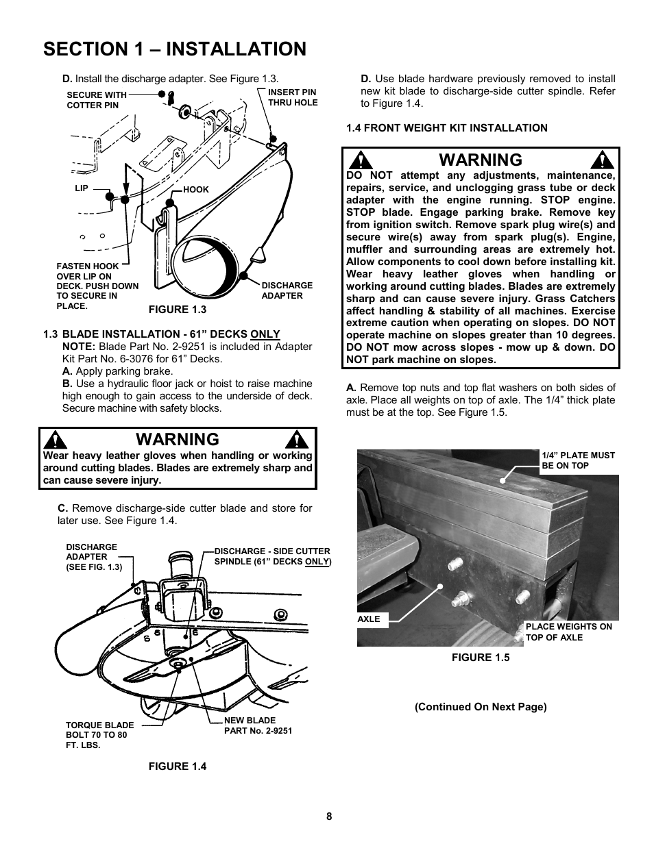 Warning | Snapper 7-3571 User Manual | Page 8 / 17