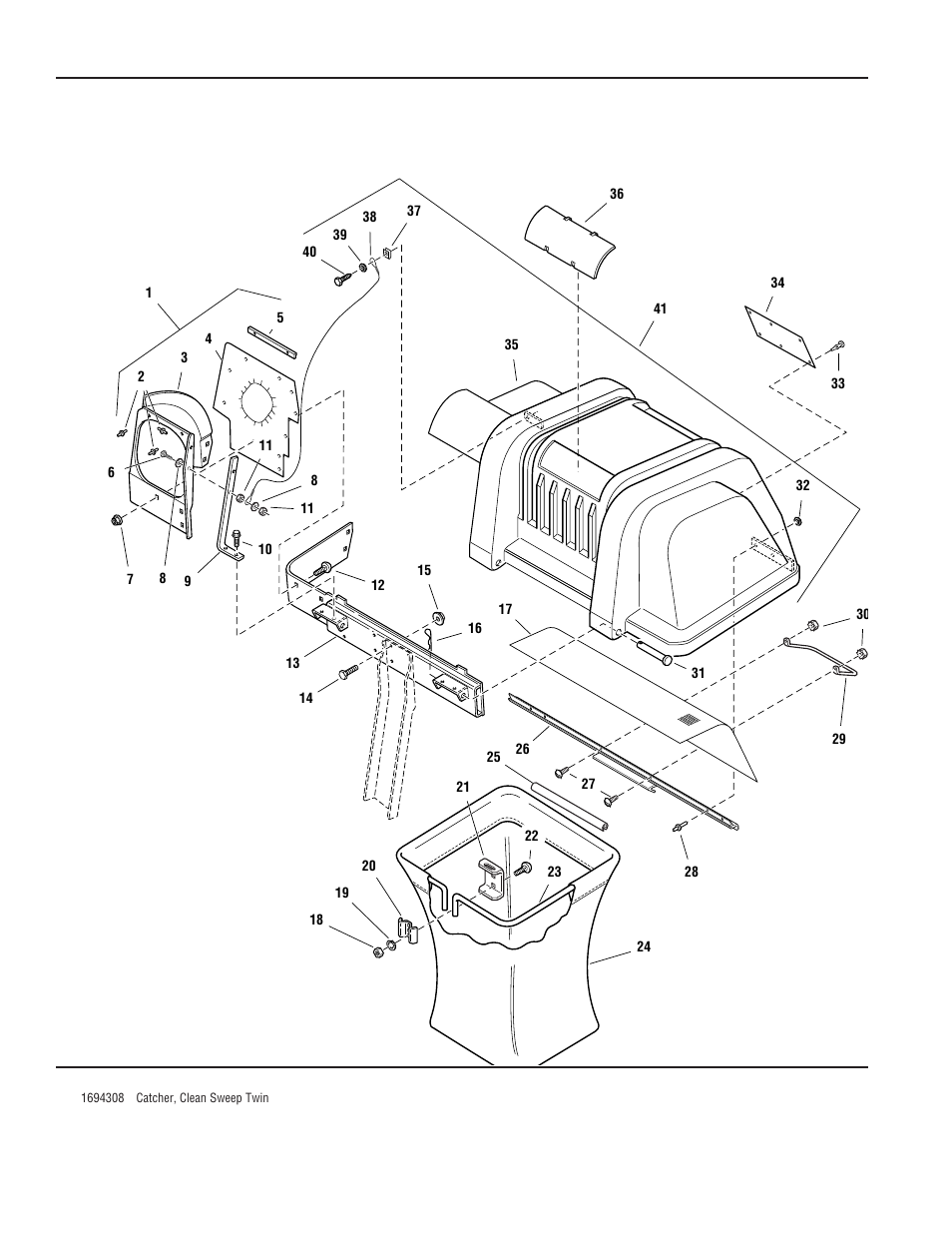 Catcher, clean sweep twin - cover & bag group | Snapper 3537 User Manual | Page 2 / 10