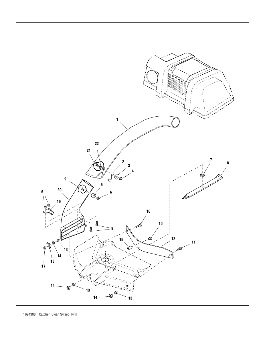 Catcher, clean sweep twin - adapter & blade group | Snapper 3537 User Manual | Page 8 / 10