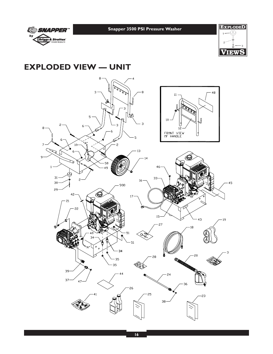 Exploded view — unit | Snapper 1662-0 User Manual | Page 16 / 24