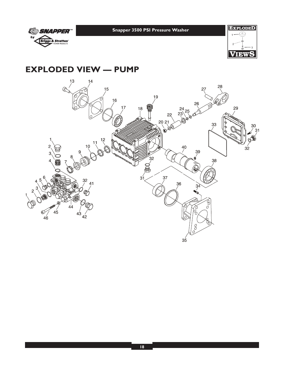 Exploded view — pump | Snapper 1662-0 User Manual | Page 18 / 24