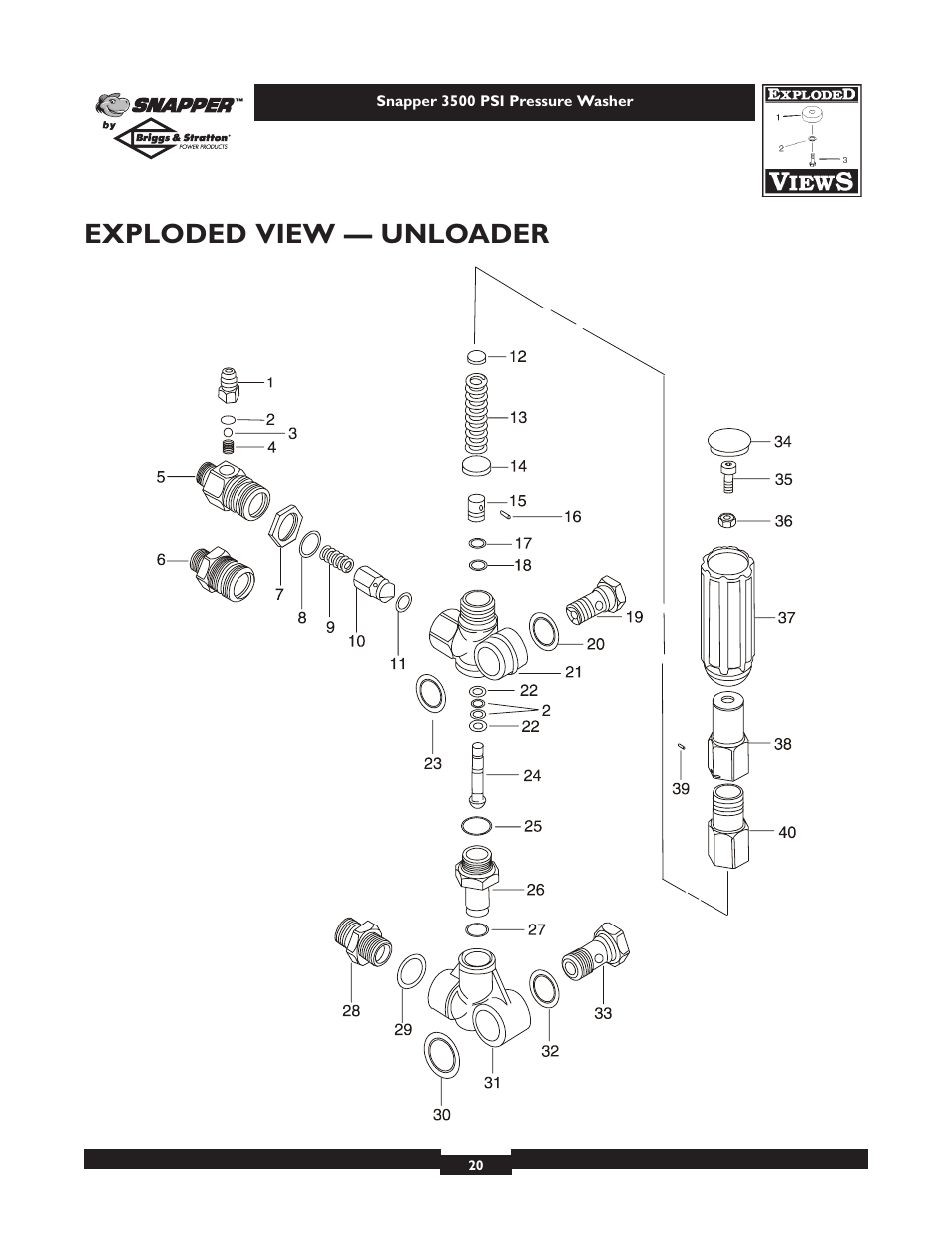 Exploded view — unloader | Snapper 1662-0 User Manual | Page 20 / 24