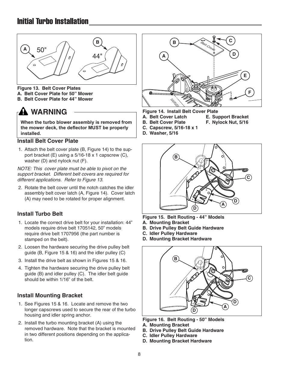 Initial turbo installation, Warning | Snapper 1695064 User Manual | Page 10 / 18
