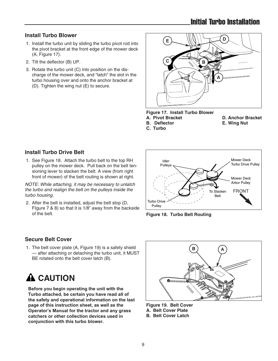 Initial turbo installation, Caution | Snapper 1695064 User Manual | Page 11 / 18