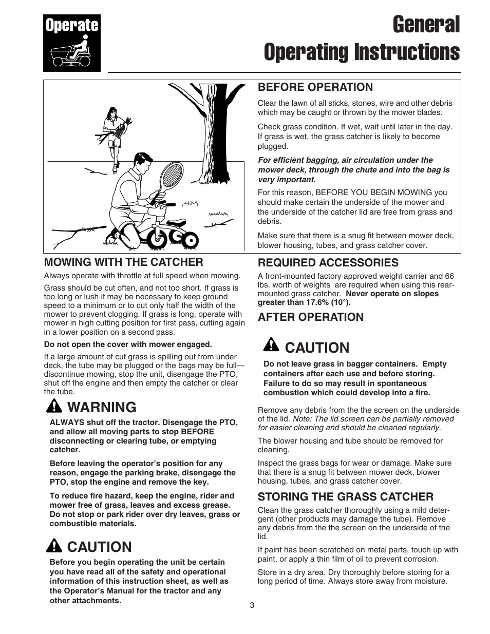 General operating instructions, Warning, Caution | Snapper 1695064 User Manual | Page 5 / 18