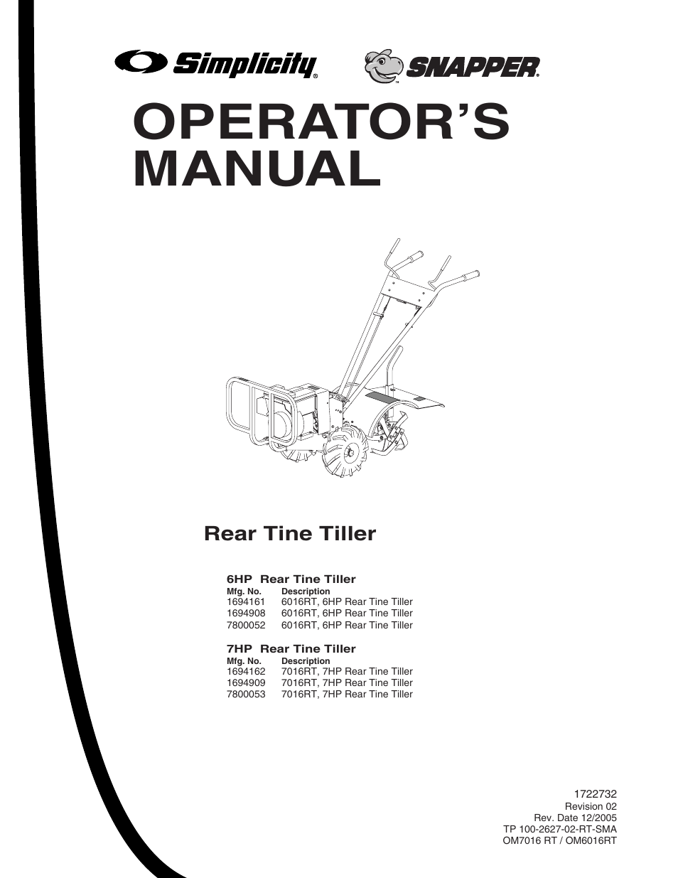 Snapper 6HP User Manual | 26 pages