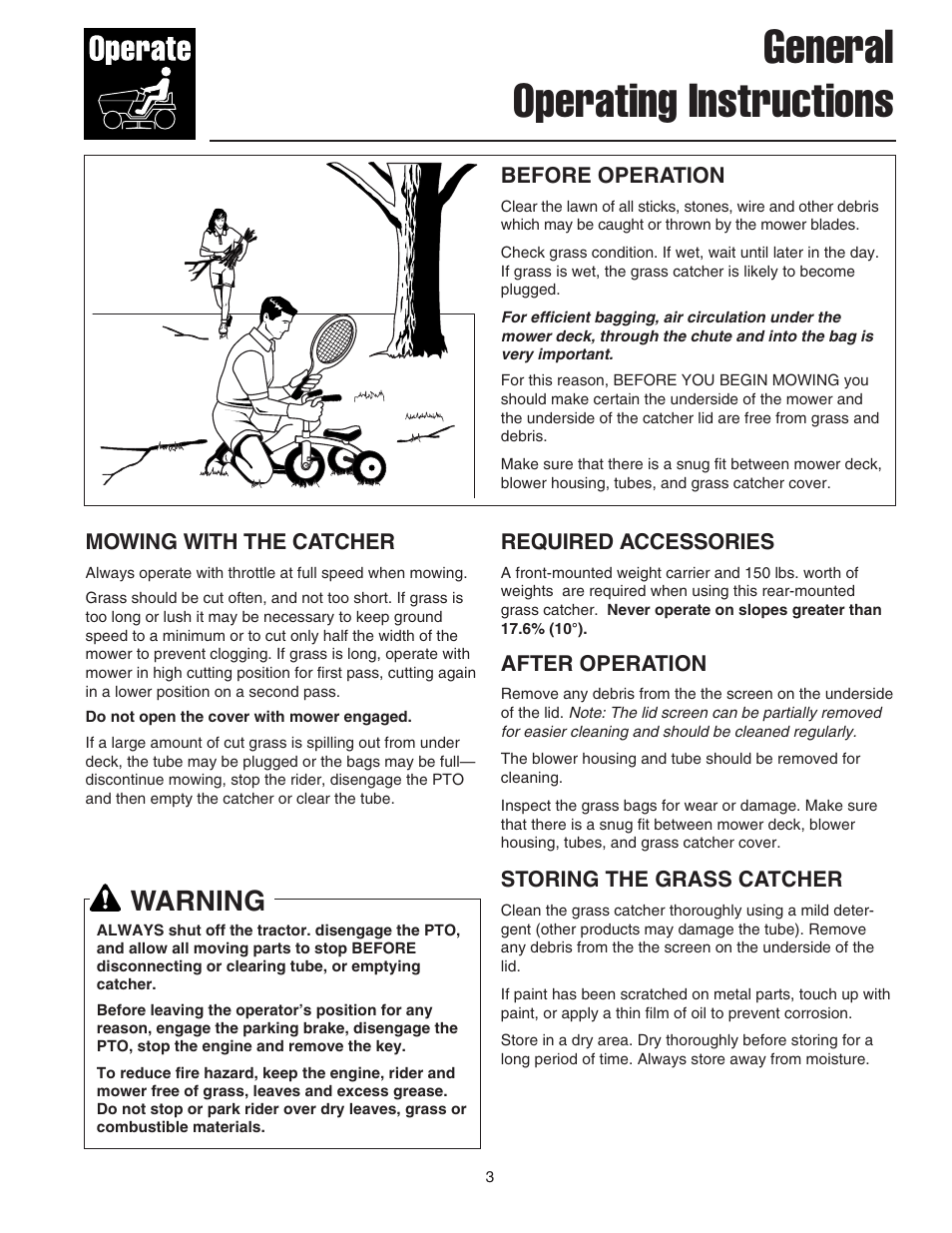 General operating instructions, Warning | Snapper 1694542 User Manual | Page 4 / 14