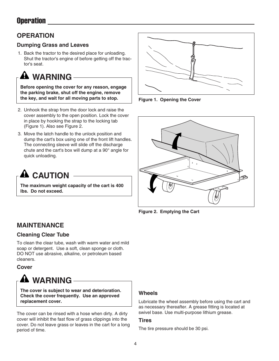 Operation, Warning, Caution | Snapper 1694542 User Manual | Page 5 / 14