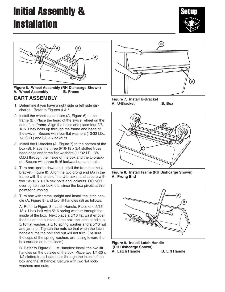 Initial assembly & installation, Cart assembly | Snapper 1694542 User Manual | Page 9 / 14