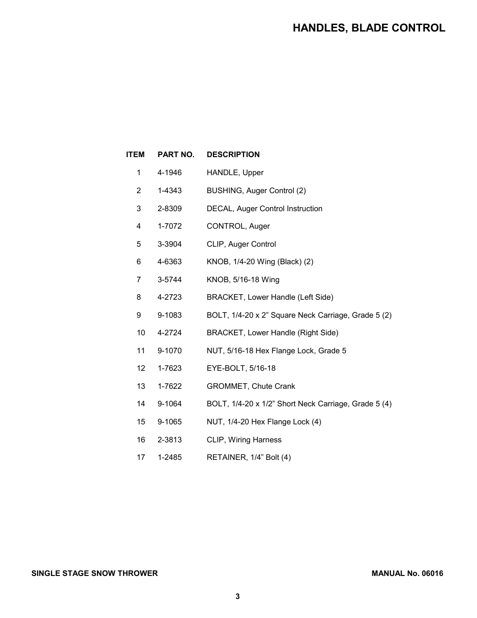 Handles, blade control | Snapper SX5200E -1 User Manual | Page 3 / 16