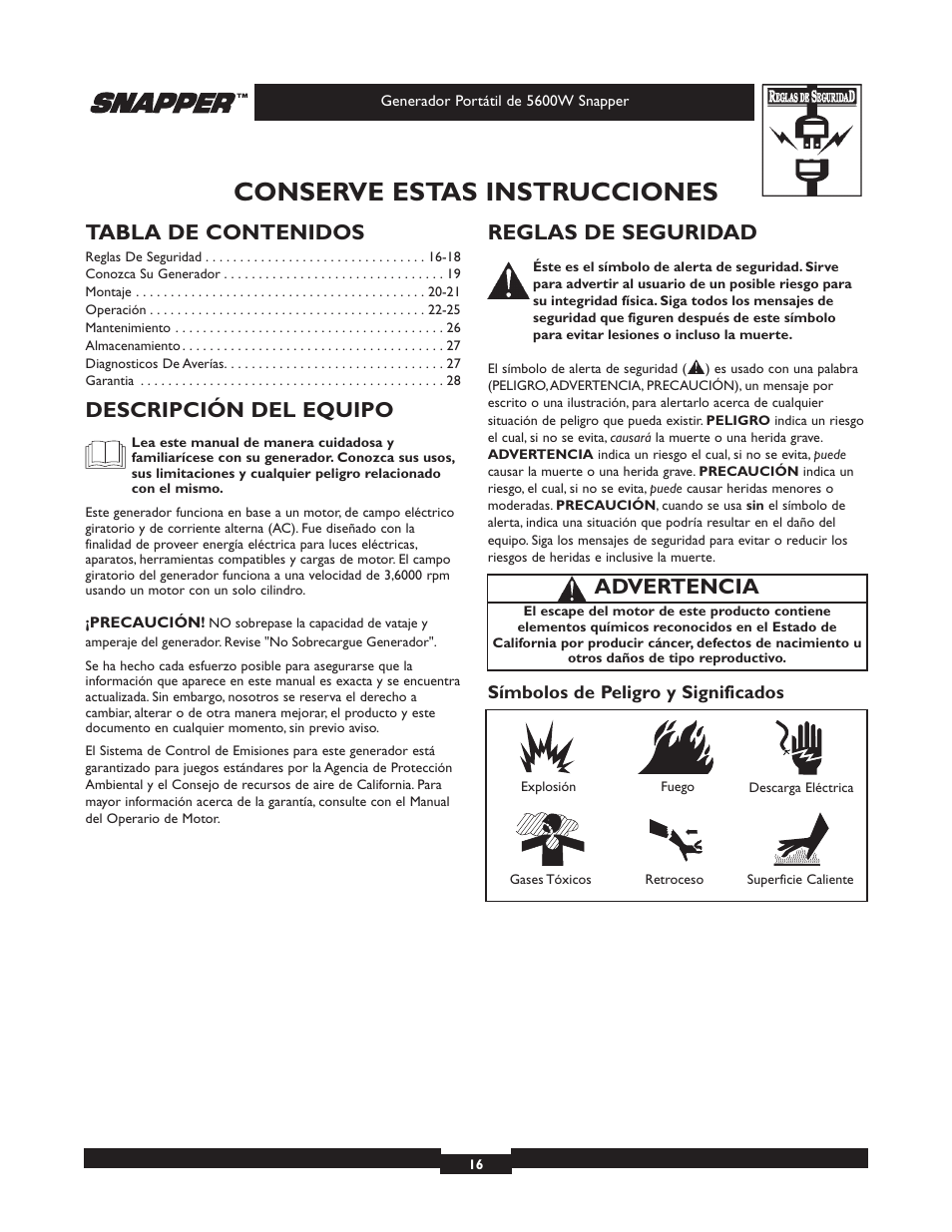 Snapper 030215-1 User Manual | Page 16 / 28