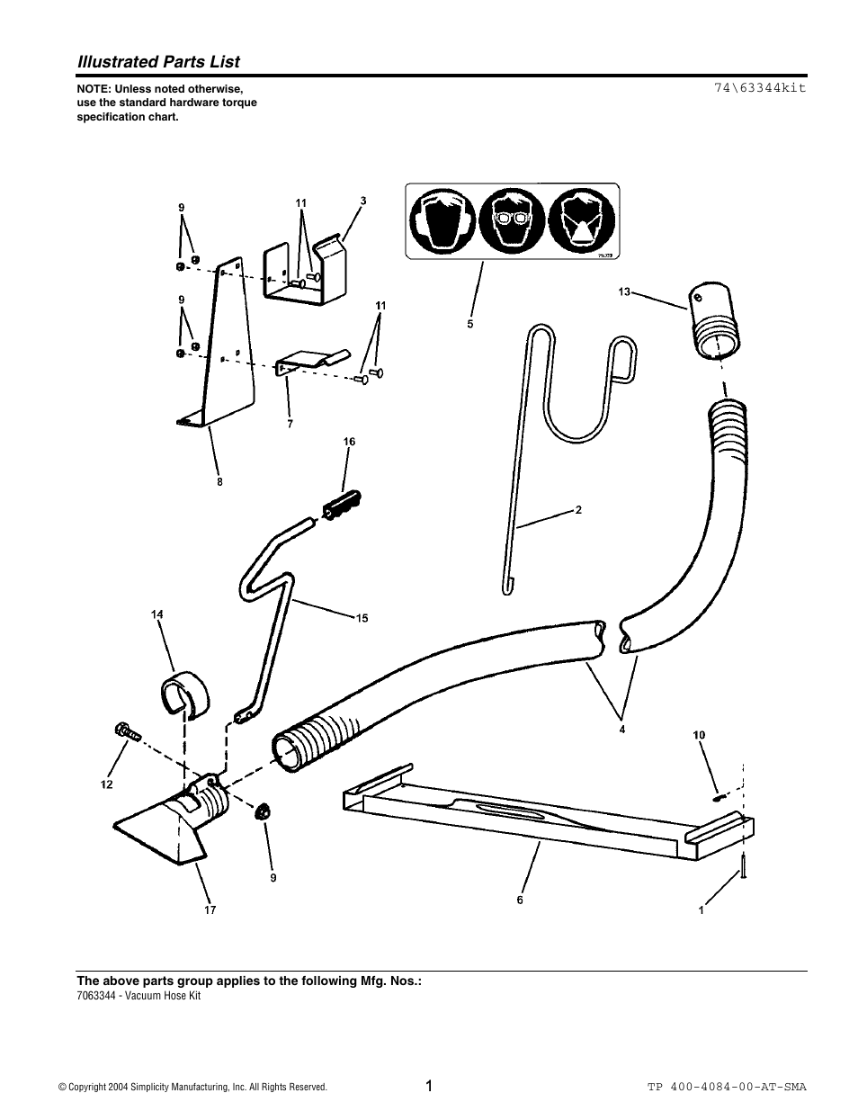 Illustrated parts list | Snapper 4084 User Manual | Page 2 / 4