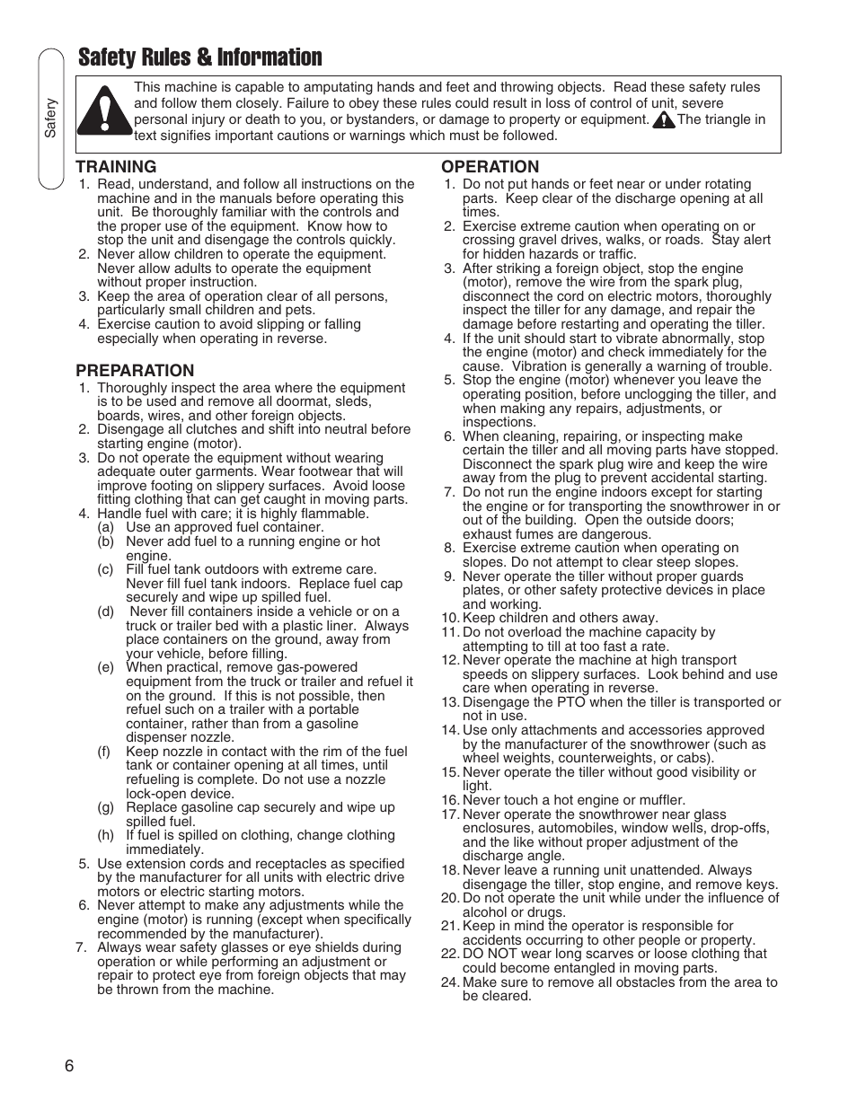 Safety rules & information | Snapper 1695419 User Manual | Page 6 / 22
