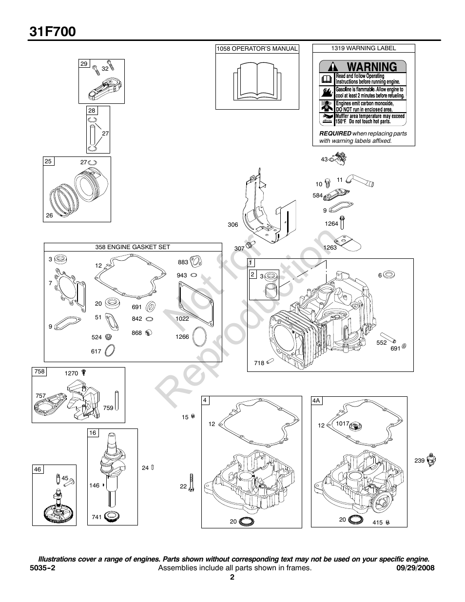 Not for reproduction | Snapper 31F700 User Manual | Page 2 / 20