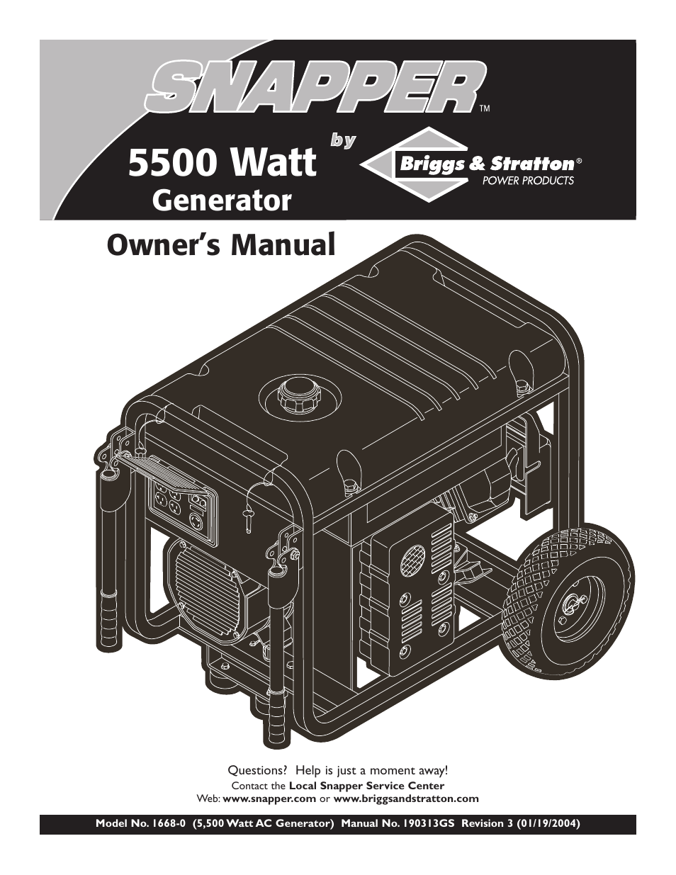 Snapper 1668-0 User Manual | 20 pages