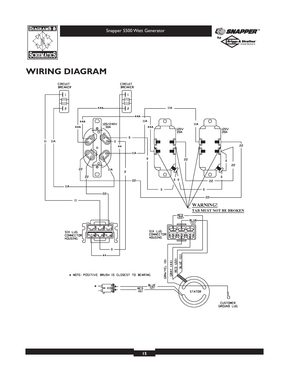 Wiring diagram | Snapper 1668-0 User Manual | Page 15 / 20