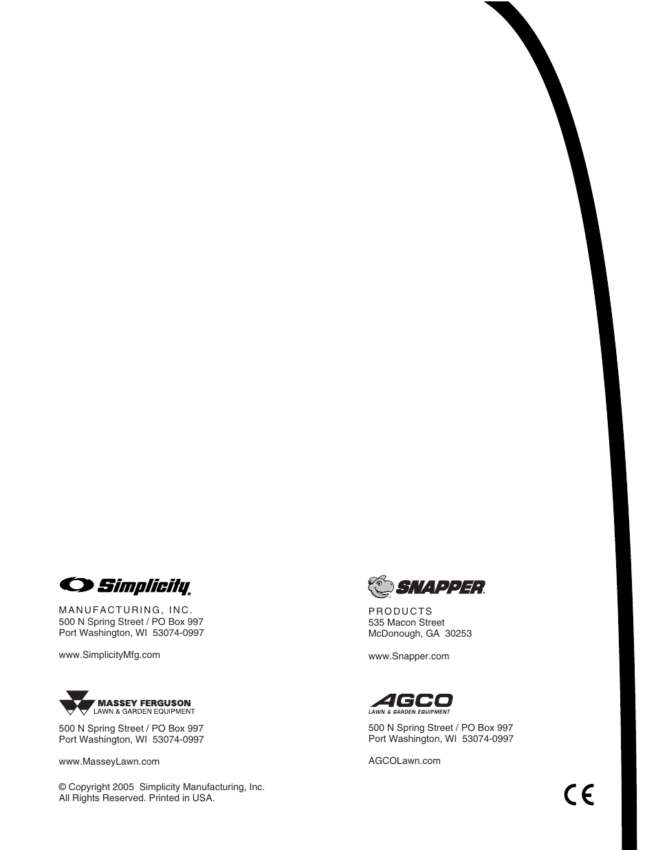 Snapper 1600 Series User Manual | Page 48 / 48