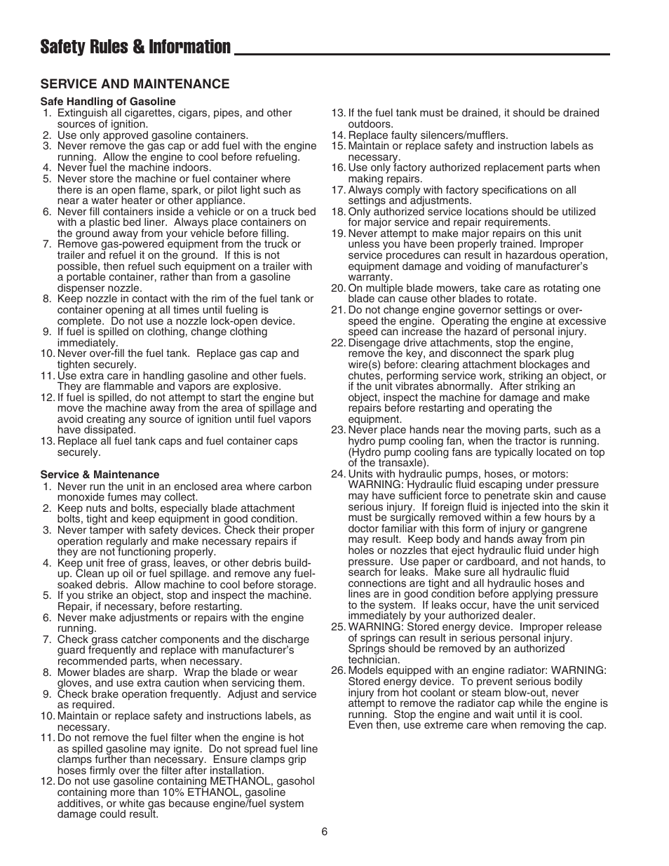 Safety rules & information | Snapper 1600 Series User Manual | Page 8 / 48