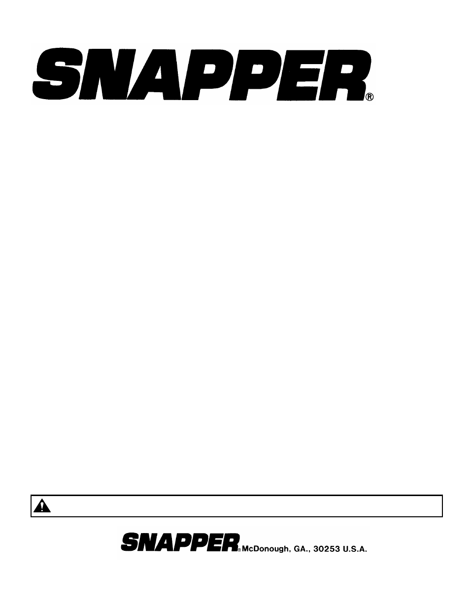 Safety instructions & operator’s manual for, Warning | Snapper E9266 User Manual | Page 24 / 24