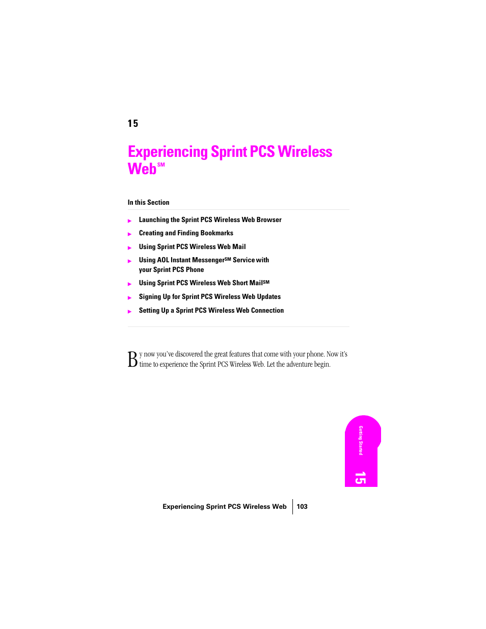 Experiencing sprint pcs wireless web | Samsung SPH-N300 User Manual | Page 103 / 167