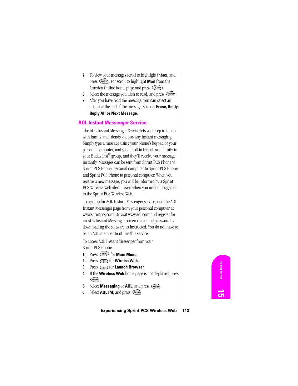 Aol instant messenger service | Samsung SPH-N300 User Manual | Page 113 / 167