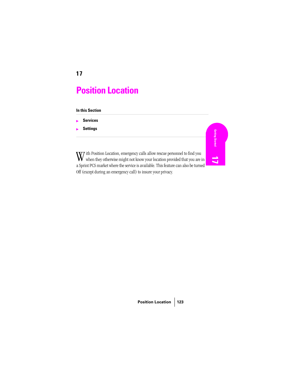 Position location | Samsung SPH-N300 User Manual | Page 123 / 167