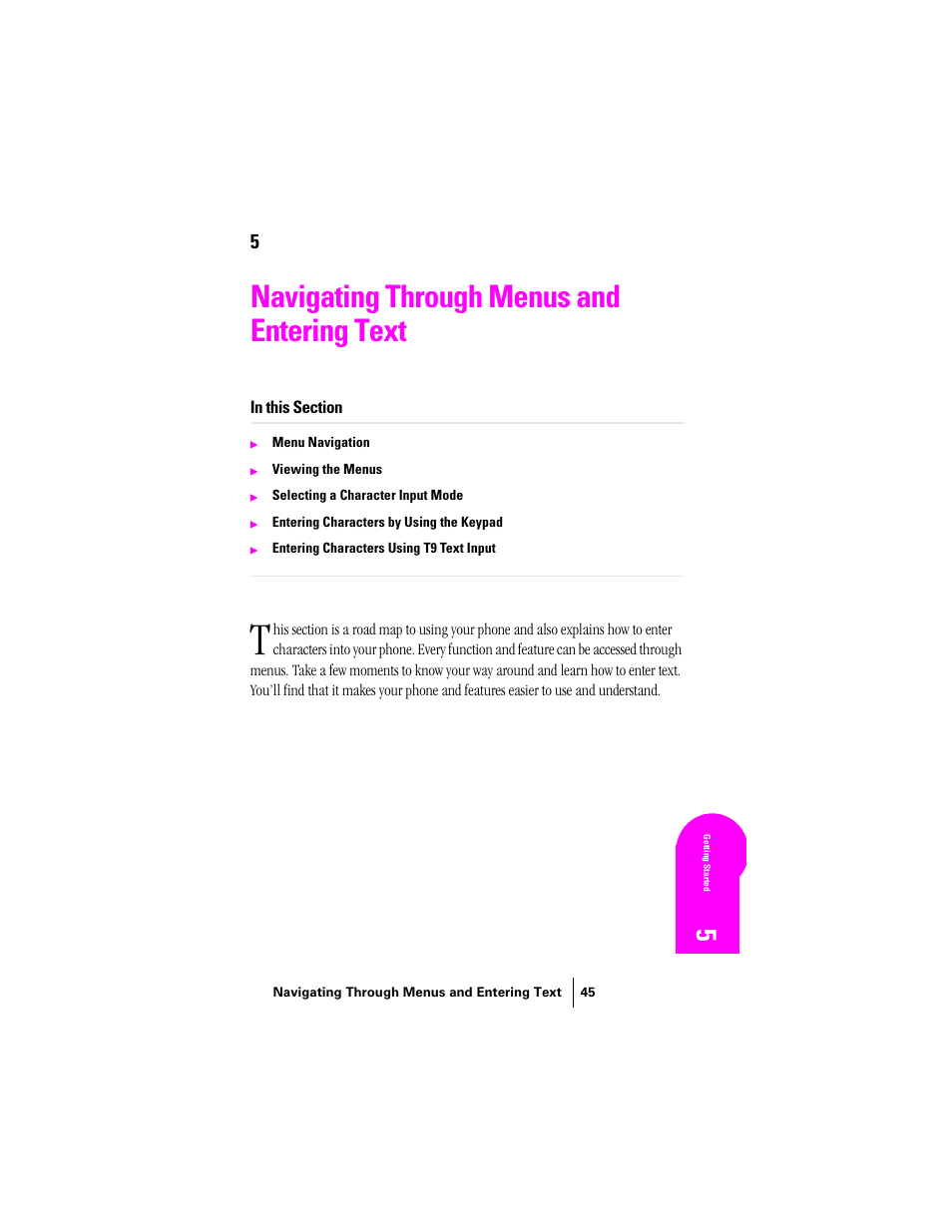 Navigating through menus and entering text | Samsung SPH-N300 User Manual | Page 45 / 167