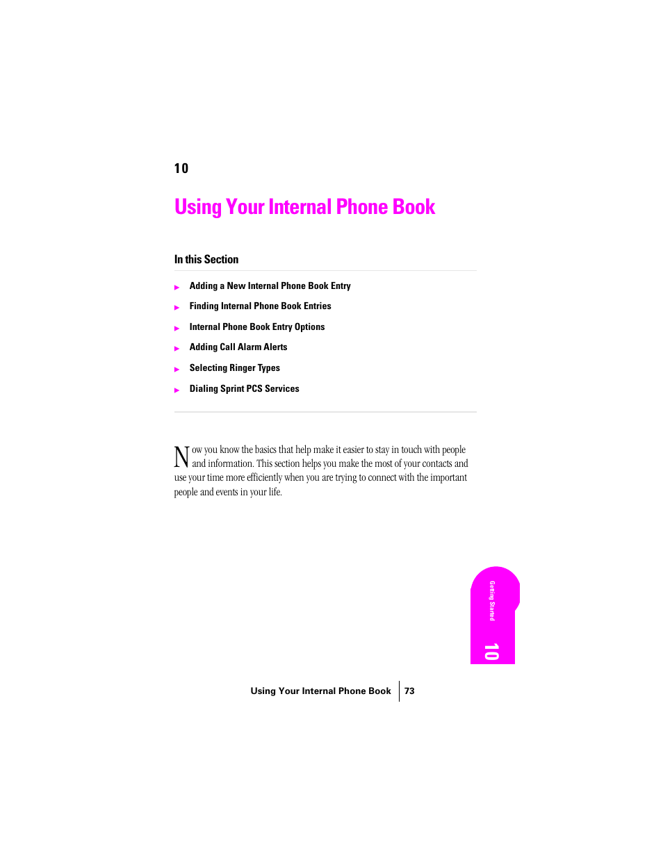 Using your internal phone book | Samsung SPH-N300 User Manual | Page 73 / 167