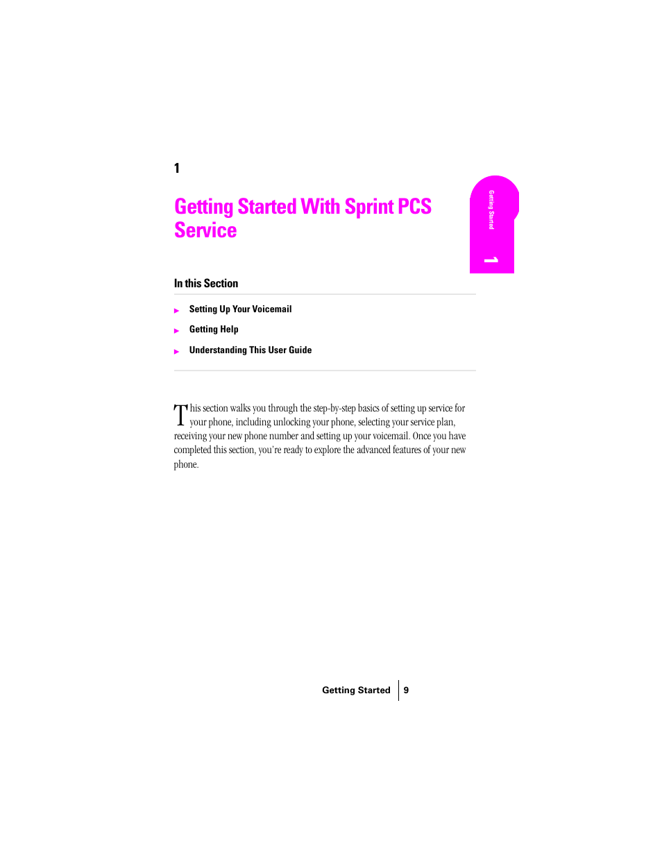 Getting started with sprint pcs service | Samsung SPH-N300 User Manual | Page 9 / 167