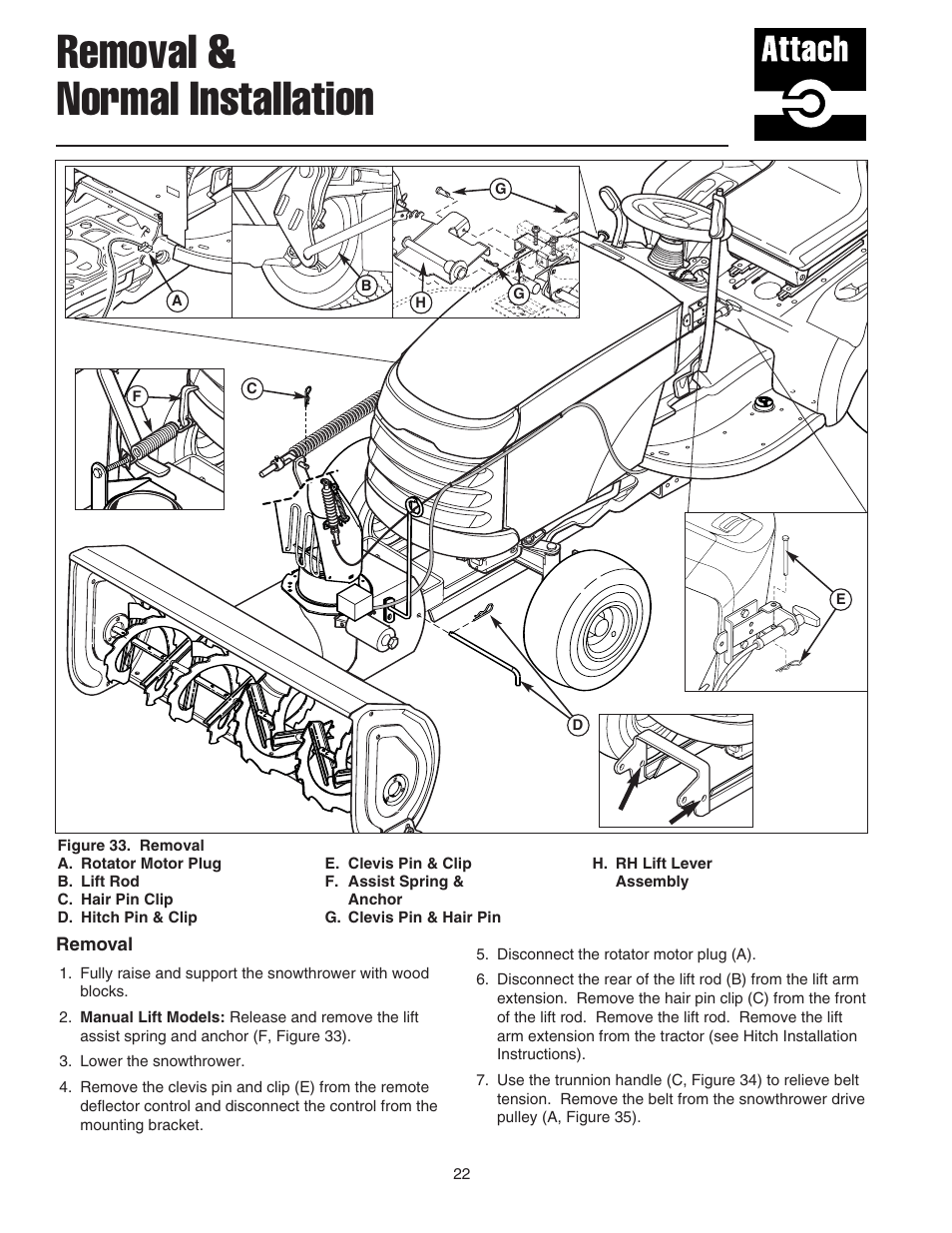 Removal & normal installation | Snapper 1694874 User Manual | Page 24 / 30