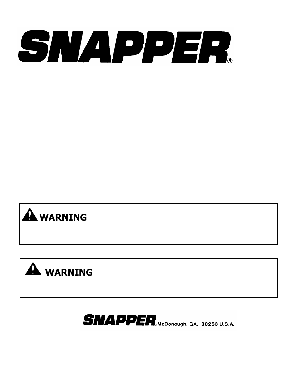 Single stage extended frame snow thrower series 0, Safety instructions & operator’s manual for, Warning | Important | Snapper SX5200R User Manual | Page 16 / 16
