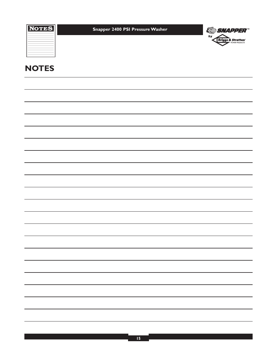 Snapper 1660-0 User Manual | Page 15 / 20
